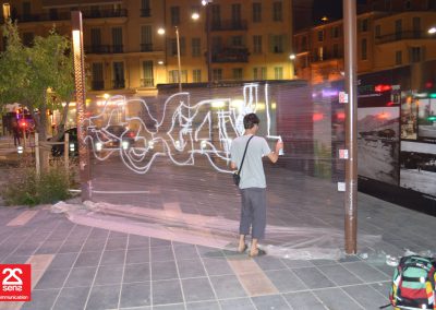 Opération Cello Graffiti pour Second Sens Communication - Riviera Pub - Street Marketing Nice, Cannes, Monaco