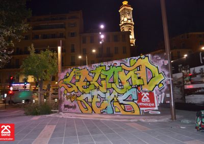 Opération Cello Graffiti pour Second Sens Communication - Riviera Pub - Street Marketing Nice, Cannes, Monaco