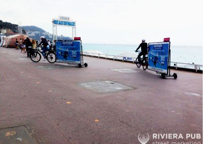 2 Vélos Publicitaires pour Decathlon - Riviera Pub - Street Marketing Nice, Cannes, Monaco