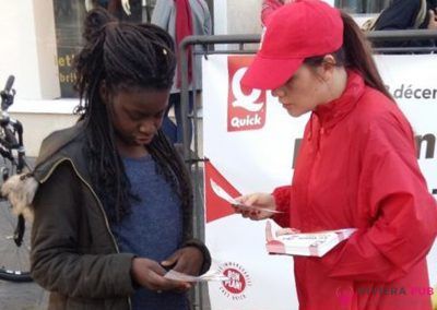 Distribution publicitaire pour Quick - Riviera Pub - Street Marketing Nice, Cannes, Monaco