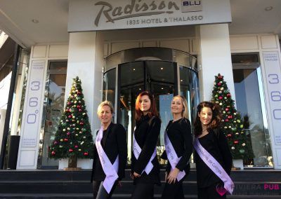 4 hôtesses et distribution publicitaire pour Radisson Blu - Riviera Pub - Street Marketing Nice, Cannes, Monaco