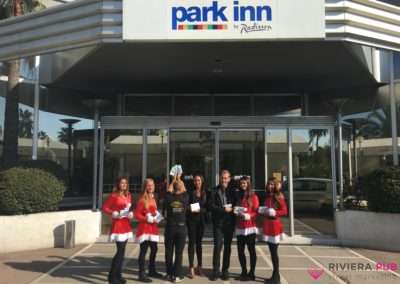 Distribution publicitaire pour Park Inn by Radisson - Riviera Pub - Street Marketing Nice, Cannes, Monaco