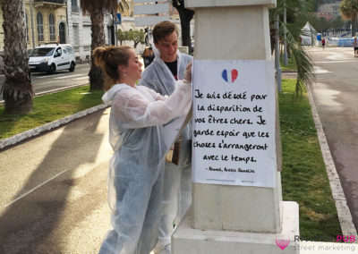 Guerilla Marketing pour Avaaz lors des attentats de Nice - Riviera Pub - Street Marketing Nice, Cannes, Monaco