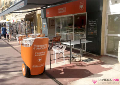 Segway et distribution de flyers pour Ô Sorbet d'Amour - Riviera Pub - Street Marketing Nice, Cannes, Monaco