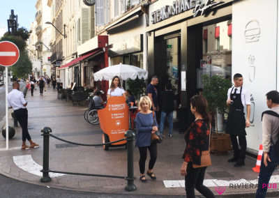Segway et distribution de flyers pour Ô Sorbet d'Amour - Riviera Pub - Street Marketing Nice, Cannes, Monaco