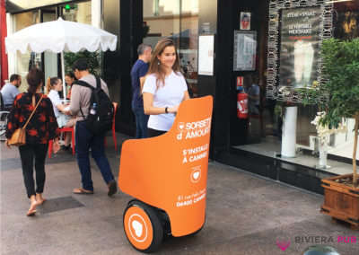 Segway et distribution de flyers pour Ô Sorbet d'Amour - Riviera Pub - Street Marketing Nice, Cannes, Monaco