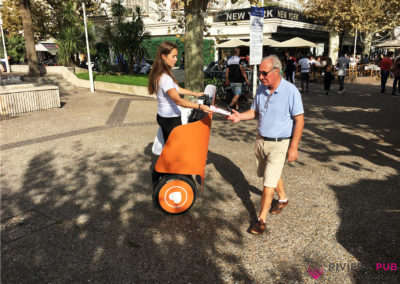 Segway et distribution de flyers pour Ô Sorbet d'Amour - Riviera Pub - Street Marketing Nice, Cannes, Monaco