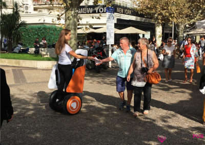 Segway et distribution de flyers pour Ô Sorbet d'Amour - Riviera Pub - Street Marketing Nice, Cannes, Monaco