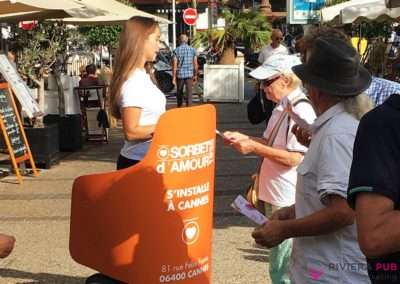 Segway et distribution de flyers pour Ô Sorbet d'Amour - Riviera Pub - Street Marketing Nice, Cannes, Monaco