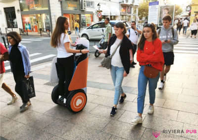 Segway et distribution de flyers pour Ô Sorbet d'Amour - Riviera Pub - Street Marketing Nice, Cannes, Monaco