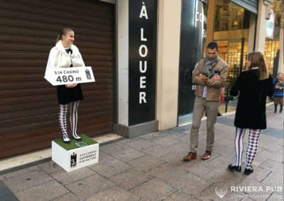 Défilé statique pour 3.14 Casino, groupe Partouche - Riviera Pub - Street Marketing Nice, Cannes, Monaco